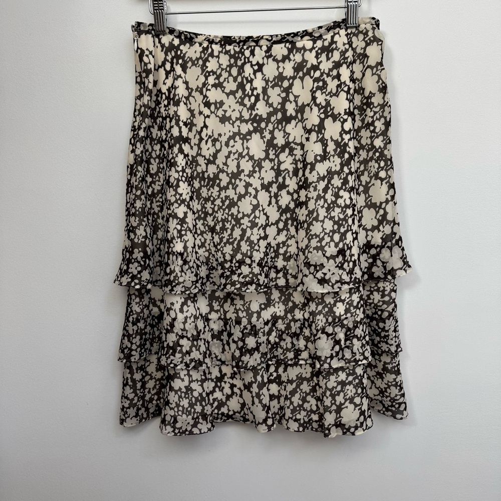 Vintage Ann Taylor Tiered Ruffle Silk Midi Skirt Women Size 6 Fairy 90s 00s - Picture 6 of 11